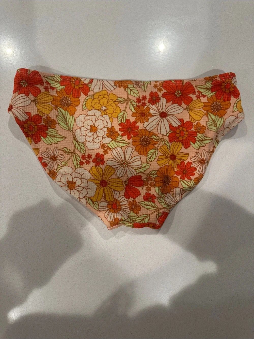 Floral Two-Piece Swim Set in Orange, Yellow & Cream